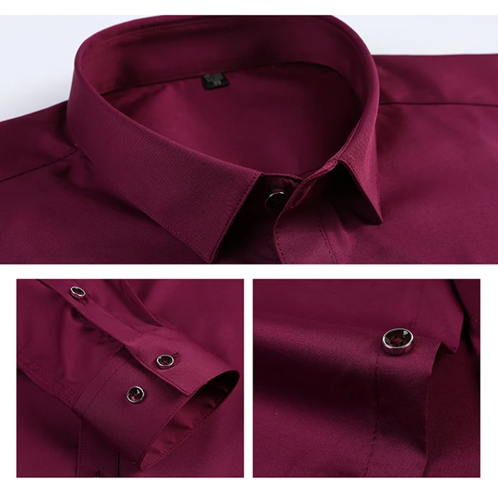 Для мужчин с длинными рукавами базовая конструкция Solid Dress Shirt Стандартный-fit формальные Бизнес офисные социальных розовый футболки