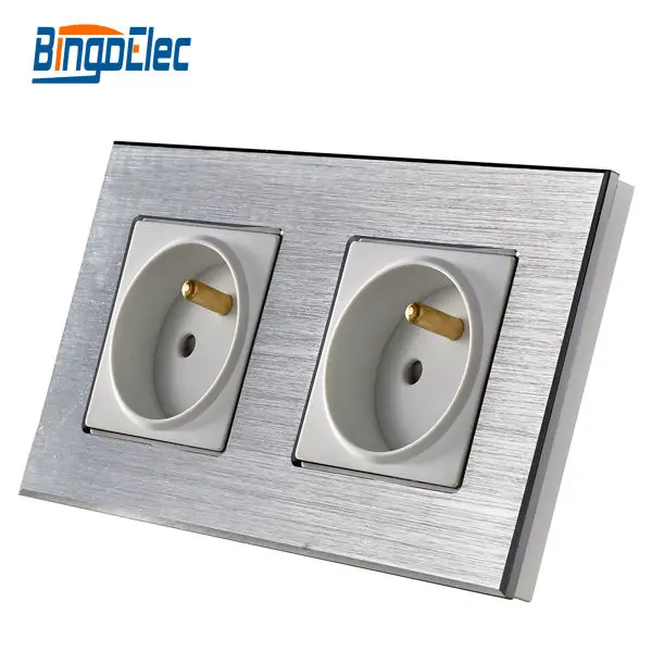 French socket plus french socket ,aluminum panel socket,16A wall socket
