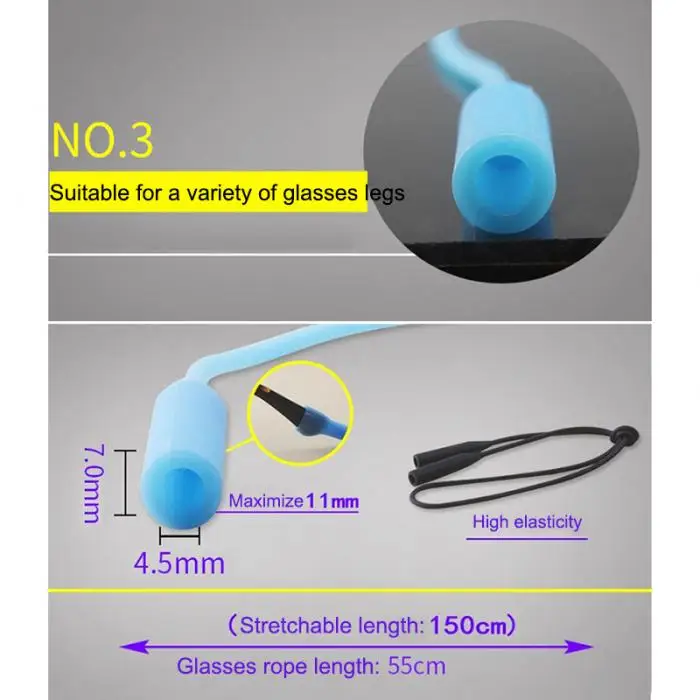 56cm Silicone Glasses Chain Strap Cable Holder Neck Lanyard for Reading Glasses Keeper MUG88