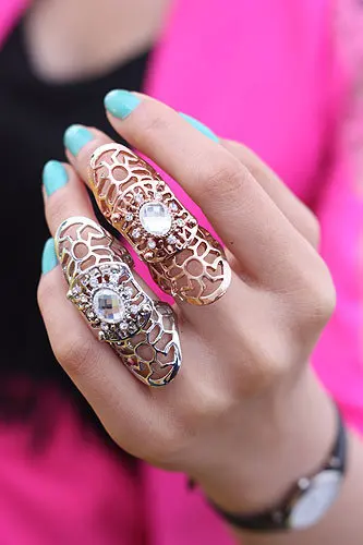 RJ096 New !!sell like hot cakes Personality ring Europe sell metallic Artificial diamond flower nail fashion | Украшения и