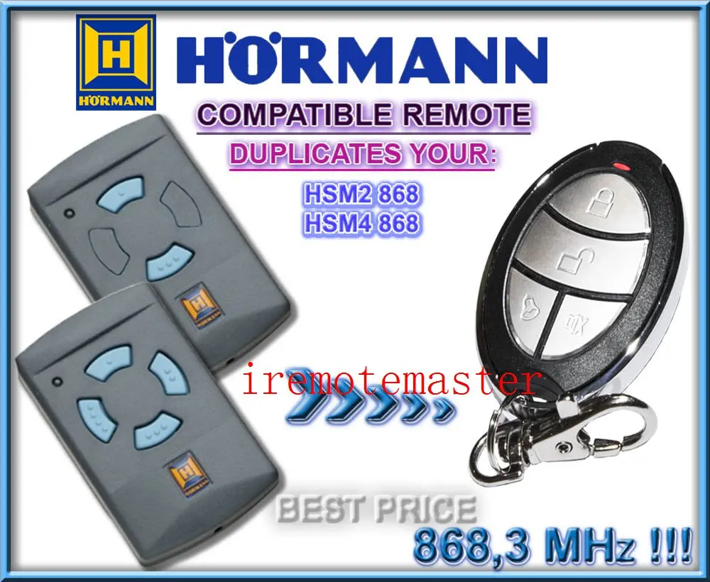 

Hormann HSM2 HSM4 868mhz compatible remote control