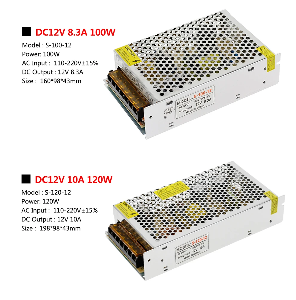 12 V светодиодный Трансформаторы освещения 1A 2A 5A 8.3A 10A 15A 16.7A 20A 25A 30A 40A AC110-22V светодиодный водителем переключатель Питание адаптер