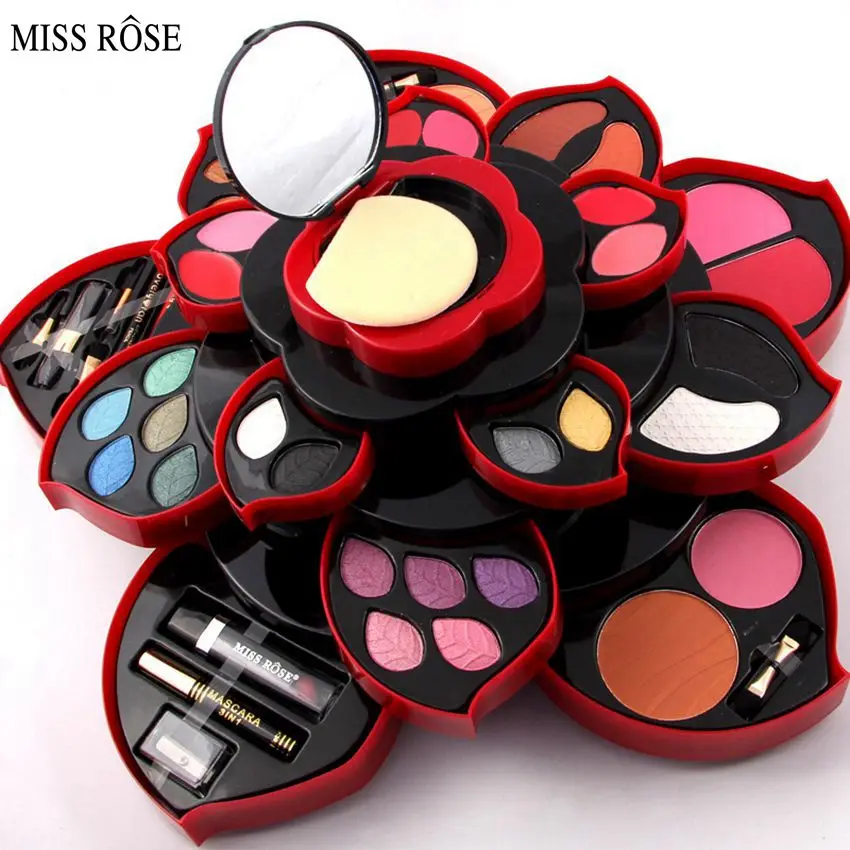 

MISSROSE Professional Multi-color Rotation Flower Shape Eyeshadow Foundation Blusher Powder Lipstick Makeup Eye Shadow Palette