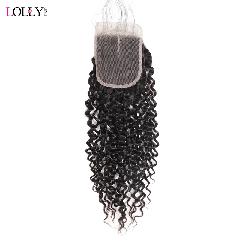 

Lolly Peruvian Kinky Curly Hair Closure 130% Density Non Remy Human Hair Closure With Baby Hair 4X4 Swiss Lace Closure 1 PC