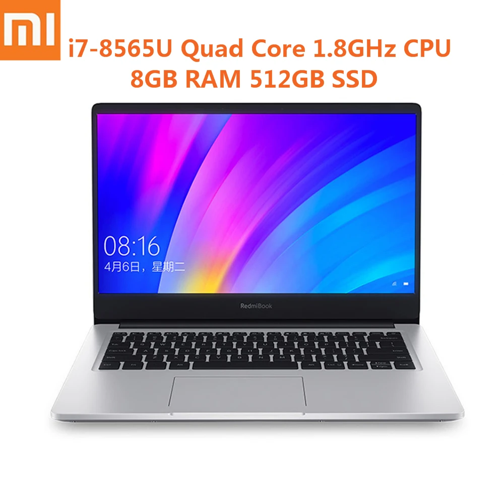 Xiaomi RedmiBook 14 дюймовый ноутбук Win10 Intel Core i7-8565U четырехъядерный 1,8 ГГц NVIDIA GeForce MX250 8 ГБ 512 ГБ ультратонкий ноутбук