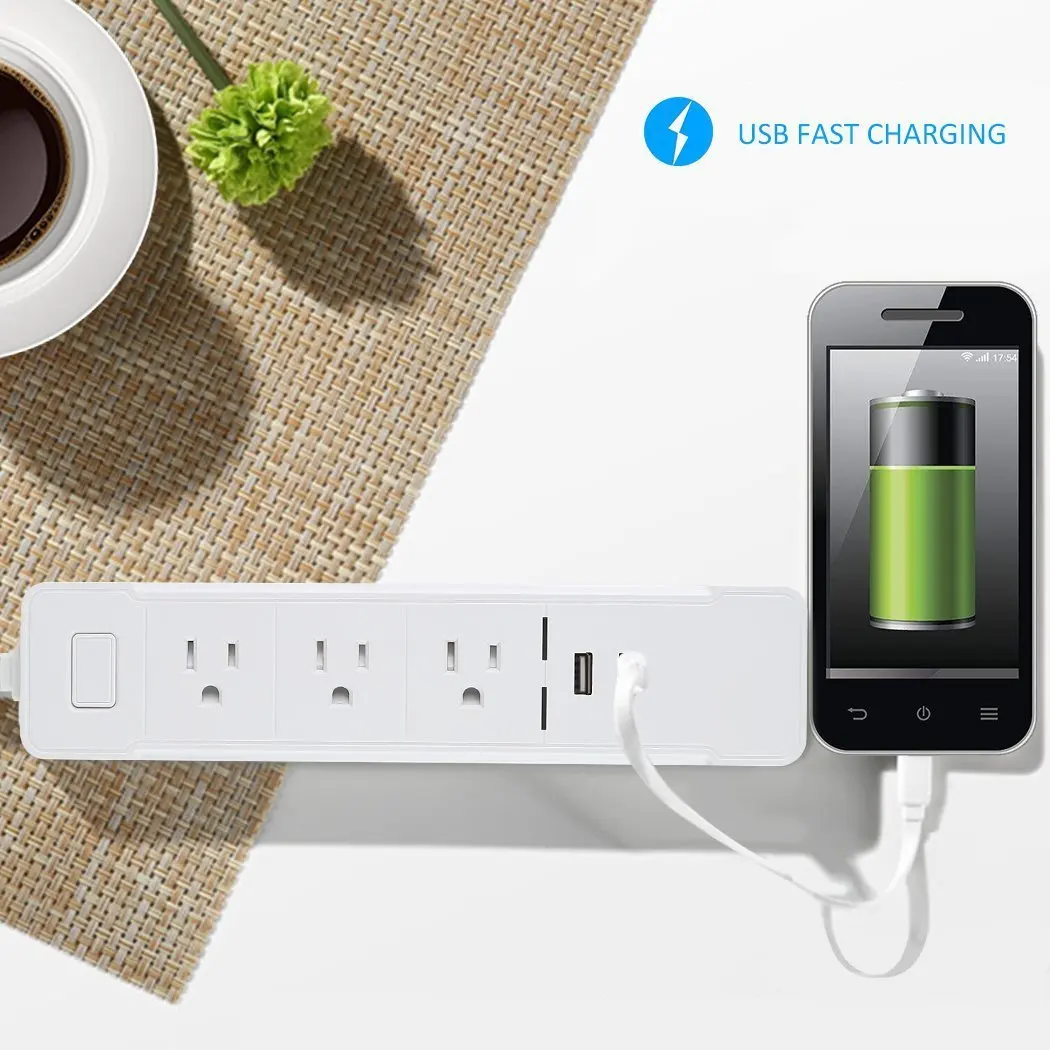 WiFi Smart power Strip US Plug Удлинитель сетевой фильтр Защита от перенапряжения Розетка с USB совместима с Alexa Google Home