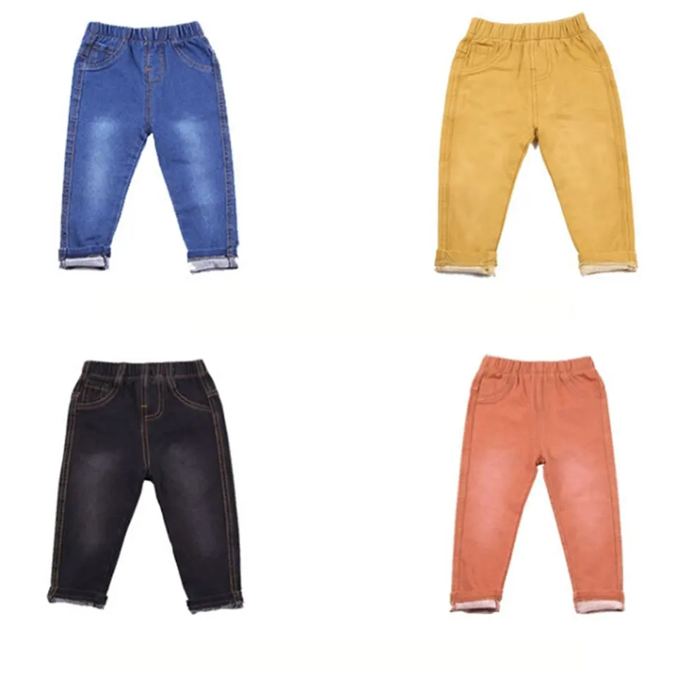 

New Fashion Cute Unisex Child Girls Boys Jeans Pants Age For 12M 18M 24M 3T 4T 5T Yrs Old Kids Baby Boys Girl Warm Trousers