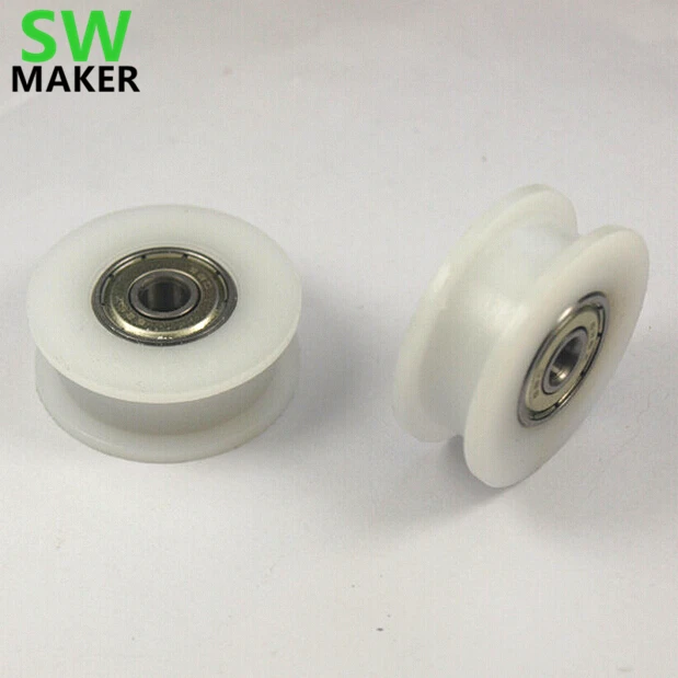 10pcs dual bearing smooth TIMING BELT adjustable idler wheel delrin POM H wheel 5 mm bore REPRAP