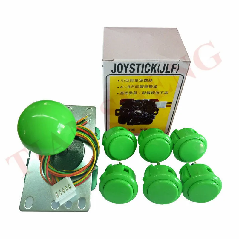 Высокое качество Sanwa комплект JLF-TP-8YT 5Pin джойстик+ 6 шт. OBSF-30 кнопки для DIY kit Mame Jamma - Цвет: Green