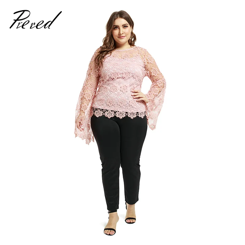 

Women's shirts O-neck Spring And Summer Solid Color Large Size casual office two-piece sexy hollow summer clothes for women set