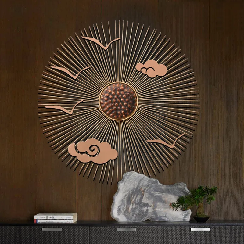 

Chinese Wrought Iron Wall Hanging Sun Flower Crafts Wall Mural Decoration Home Livingroom Porch 3D Wall Sticker Birds Ornaments