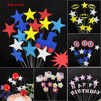 

party decoration cupcake toppers birthday deco spiderman captain america superman batman super hero avengers cake topper