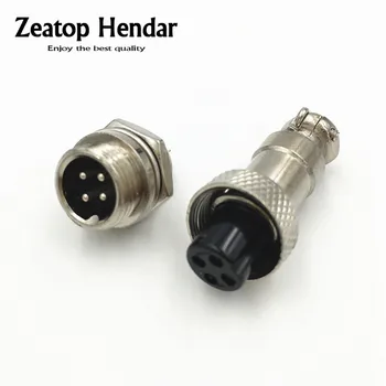

5 Set GX-12 4 Pin XLR 12mm Aviation Plug Ham Radio PCB Male + Female Metal Connector Chassis Mount