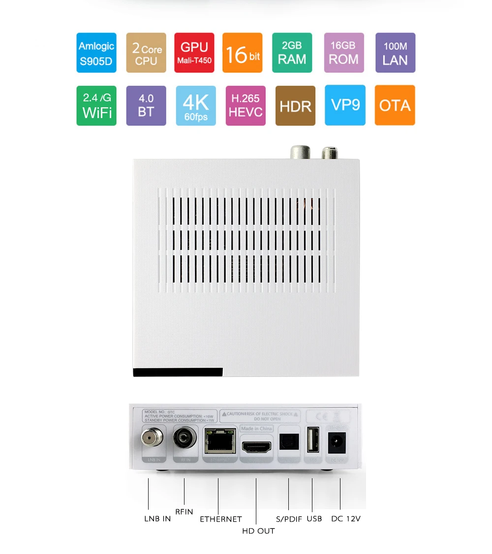 FREESAT gtmedia GTC Android 6,0 ТВ коробка DVB-S2/T2/кабель/ISDBT Amlogic S905D 2 Гб ram 16 Гб rom freesat + 1 год Бесплатный CCcam подарок