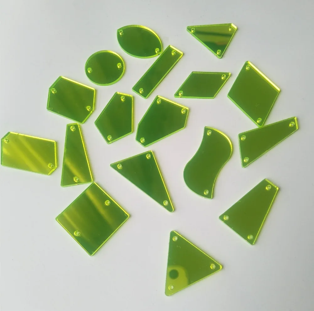 Пришиваемые флуоресцентные зеленые акриловые хрустальные зеркальные стразы с плоской задней стороной, акриловые стразы, аппликация для рукоделия, свадебная Алмазная вышивка