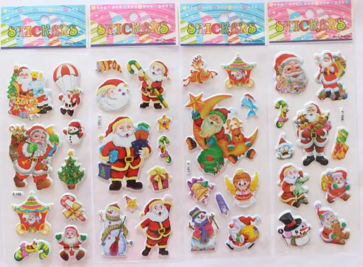 10 листов 3D пышные объемные наклейки Мультяшные рождественские игрушки DIY детские игрушки для детей мальчиков и девочек WYQ