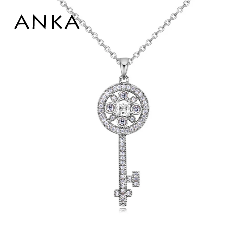 

ANKA brand luxury classics the love key shape pendants necklaces for women elegant top zircon Jewelry wedding necklace #26125