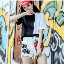 Большие размеры шорты рваные джинсы для женщин уличная Горячая сексуальная обтягивающие джинсы с бахромой в Корейском стиле