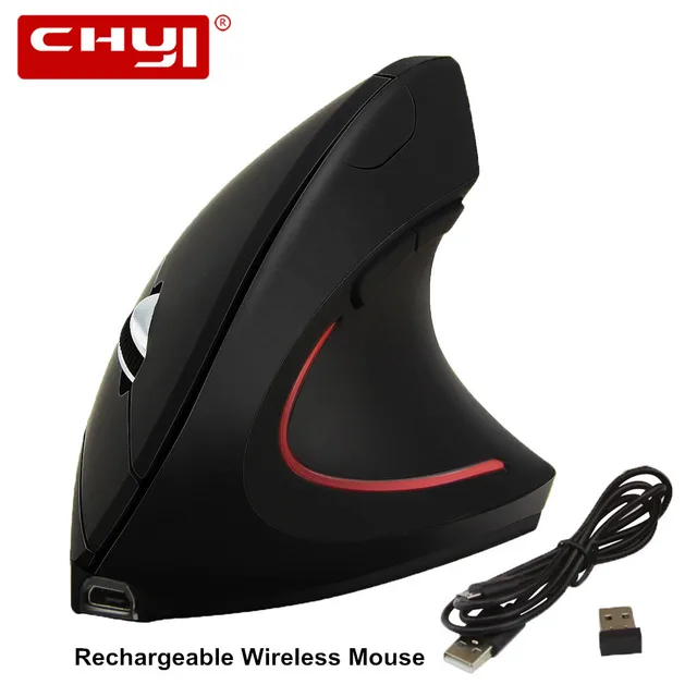 Best Offers Rechargeable 2.4Gzh Wireless Vertical Ergonomic Optical Mouse 5 Buttons 800/1200/1600 DPI USB Computer Mice for PC Gaming Mouse 