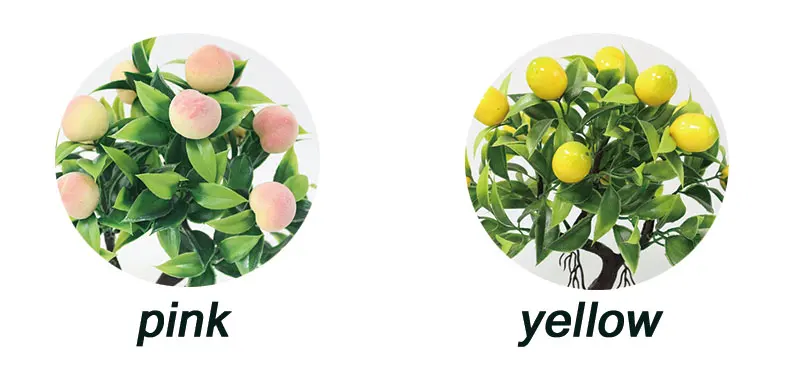 Flone Artificial Plastic Plants Yellow Foam Fruit Tree Simulation Plant Mini Potted For Home Party Office Coffee Table Decor  (2)