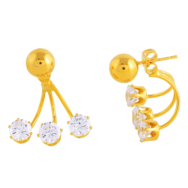 Ethlyn Bead Ball Cubic Zirconia Drop Earrings For Women Simple Design Gold Color European Style Party Office Birthday Gifts E50