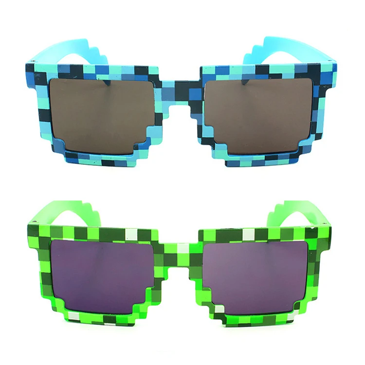 Cute Vintage Square Novelty Mosaic Sun Glasses Trendy Summer Style Unisex Pixel Sunglasses