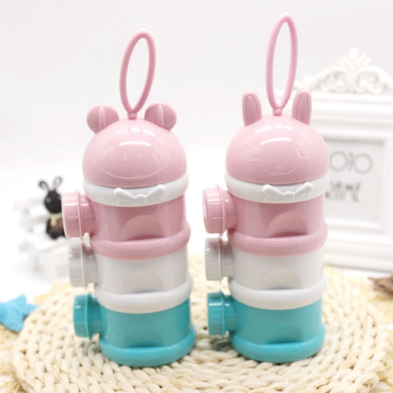 

1Pc Baby Food Storage Milk Powder Infant Cartoon Style Side Open Three Layers Baby Powder Formula Milk Storage Bottle Feeding