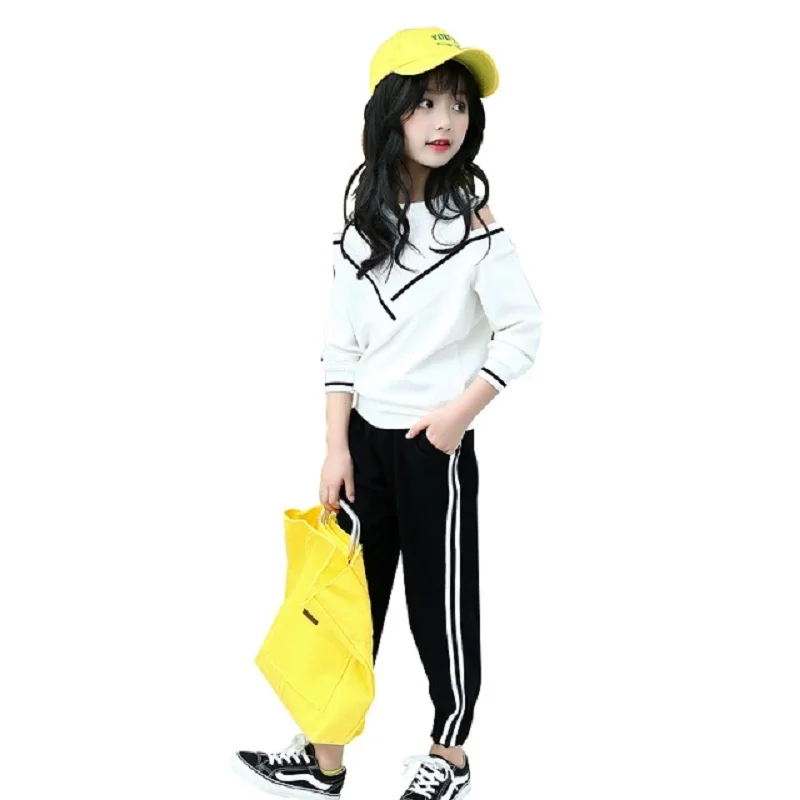 

2019 New Children Clothing Sets For Girls Sport Clothes Navy Style Girls Sports Suits Teenage Kids Tracksuits Sportswear 4-16 Y