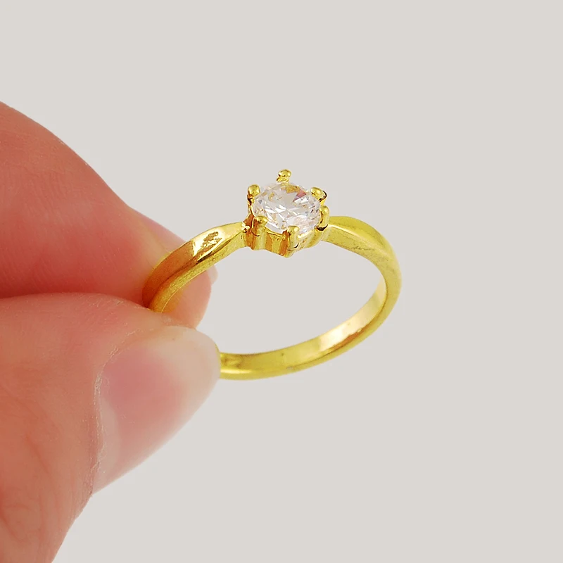 2015 New Romantic 24k Gold Cover Rings Wedding/Engagement Rings Zircon Small Jewelry Tension Settings For Women/Men Round Circle