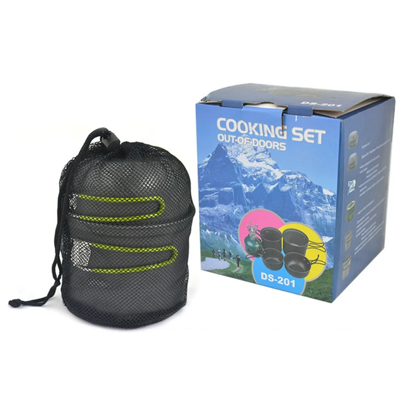 Acampar al aire libre vajilla para Trekking Backpacking cocina Picnic al aire libre Cookware Bowl Pot Pan Set turísticos cocina EG11