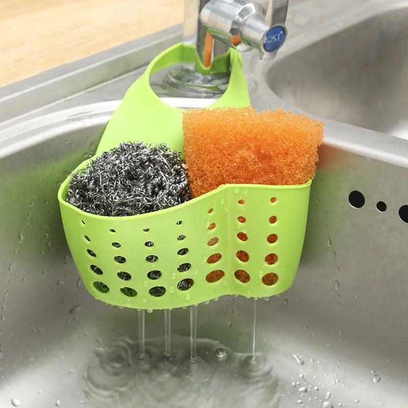 

20x11x7cm Kitchen Faucet Storage Basket Sink Holder Hanging Drain Bag Portable Sponge Baskets Adjustable Drain Rack Bath Tools
