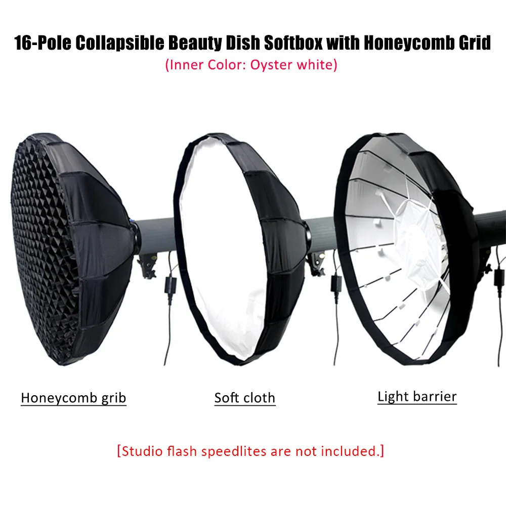 Andoer 60 см складной Красота блюдо Софтбоксы с Honeycomb сетки Bowens крепление для студии Strobe вспышки света