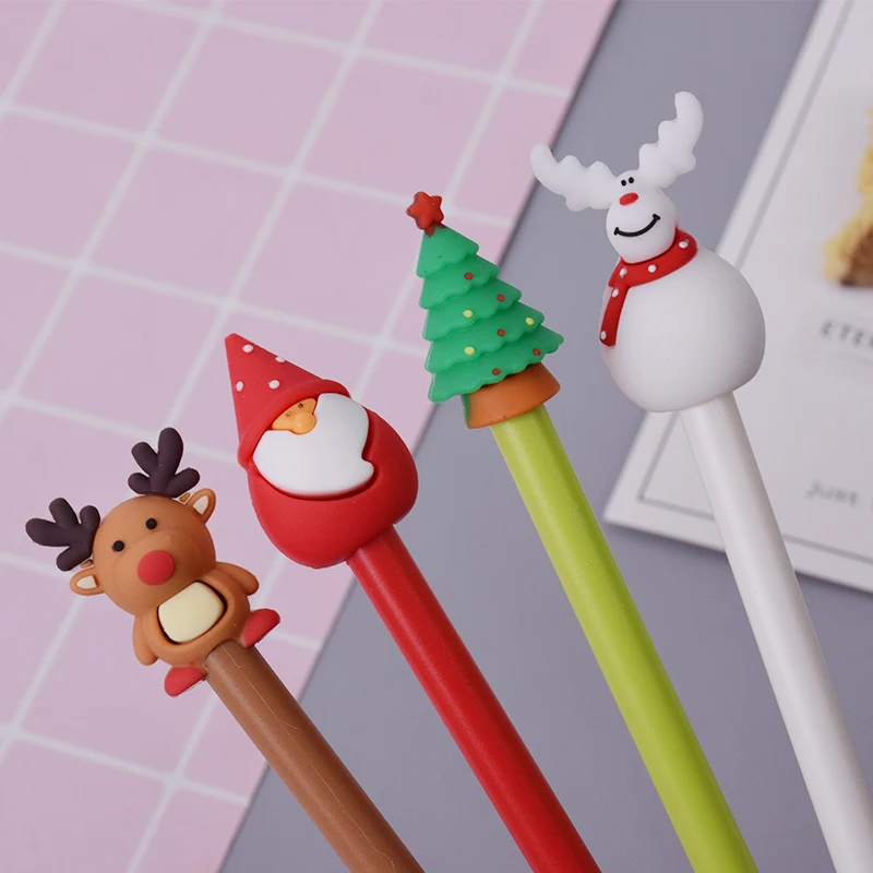 JUKUAI 4 Pcs/Lot Cartoon Santa Claus Elk Snowman Student Gel Pen Silica Writing Pens Stationery Canetas Material Escolar8250 | Канцтовары