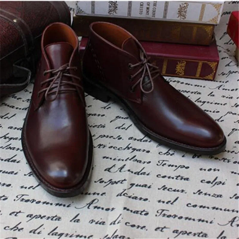 37 Eur De Retro A Com Up Sob Goodyear Curto Lace Malonede Marrom Tamanho Dos Sola Couro Botas 47 Welted Handmade Homens Genuíno Medida HqCZ5UUwa