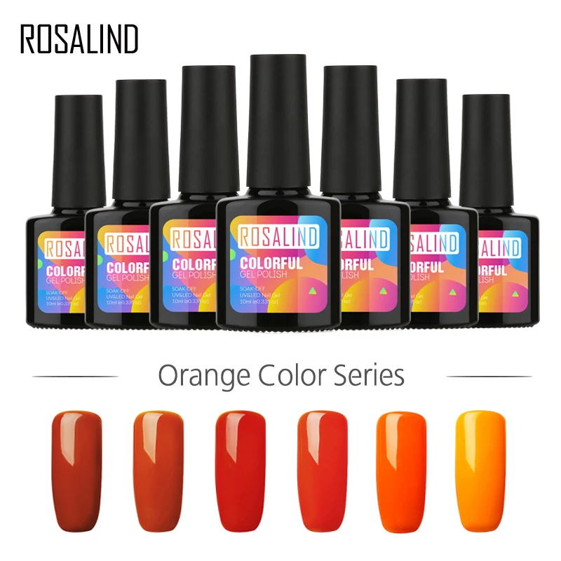 

ROSALIND Gel 1S Solid Color Orange 10ml Nail Polish Soak Off Semi Vernis Permanent Nail Gel Polish UV LED Manicure Gel Varnish