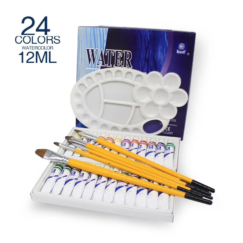 

Memory 24 Colors 12ml Watercolor Paint Set Brand Tubes Water Color Kit for Artists