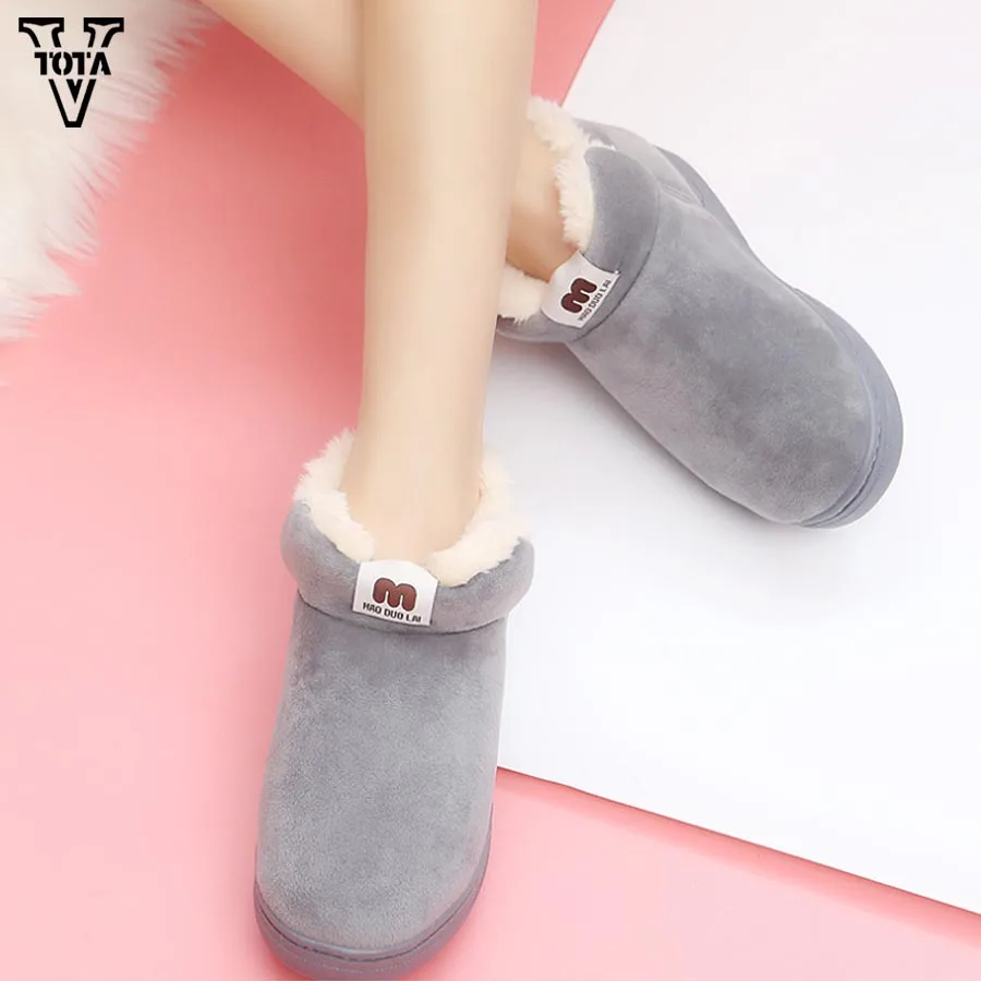 

VTOTA New Women Boots Fur Winter Snow Boots Solid Casual Shoes Woman Ankle Boots Warm Winter Shoes fashion Women Shoes