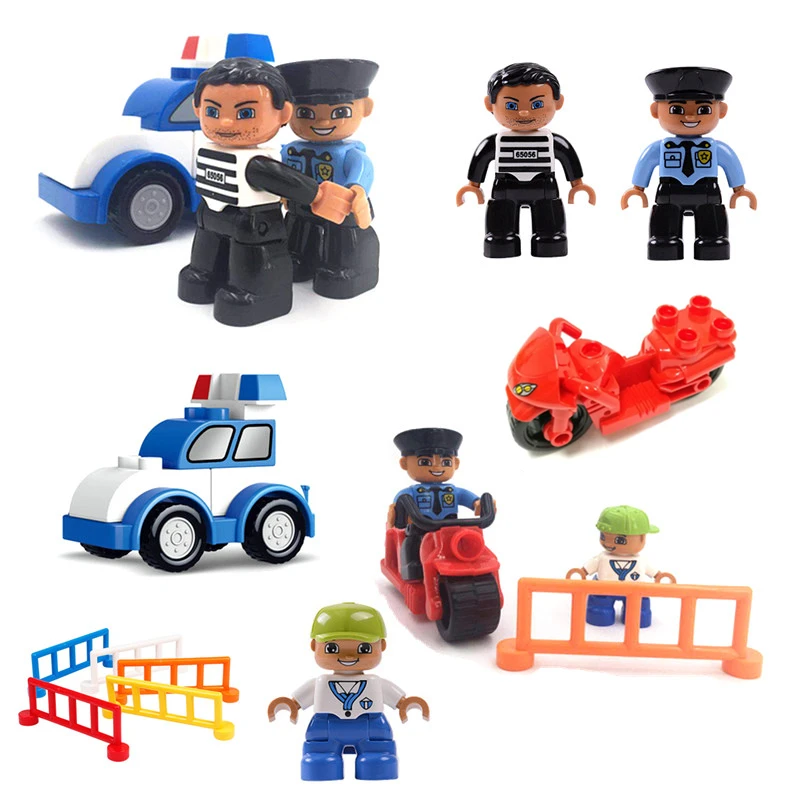 

Single Sale Diy Big Size Bricks Accessories Police Traffic Violation Roadblock Blocks Compatible with Legoingly Duploed Parts