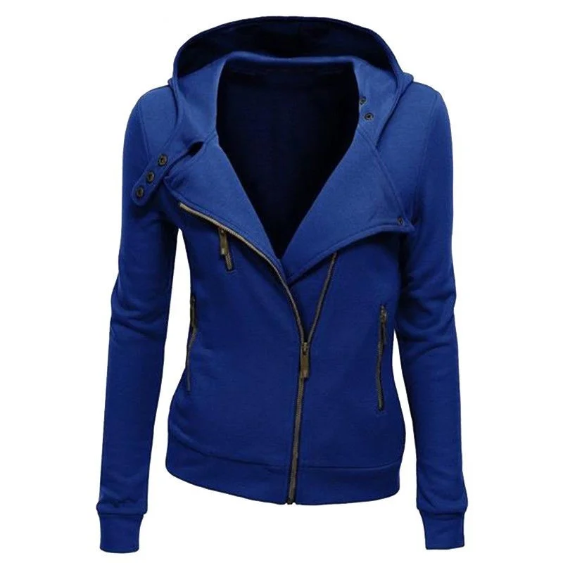 Модные толстовки женские повседневные толстовки с длинными рукавами куртка на молнии однотонный джемпер пальто Верхняя одежда Harajuku Толстовка - Цвет: blue
