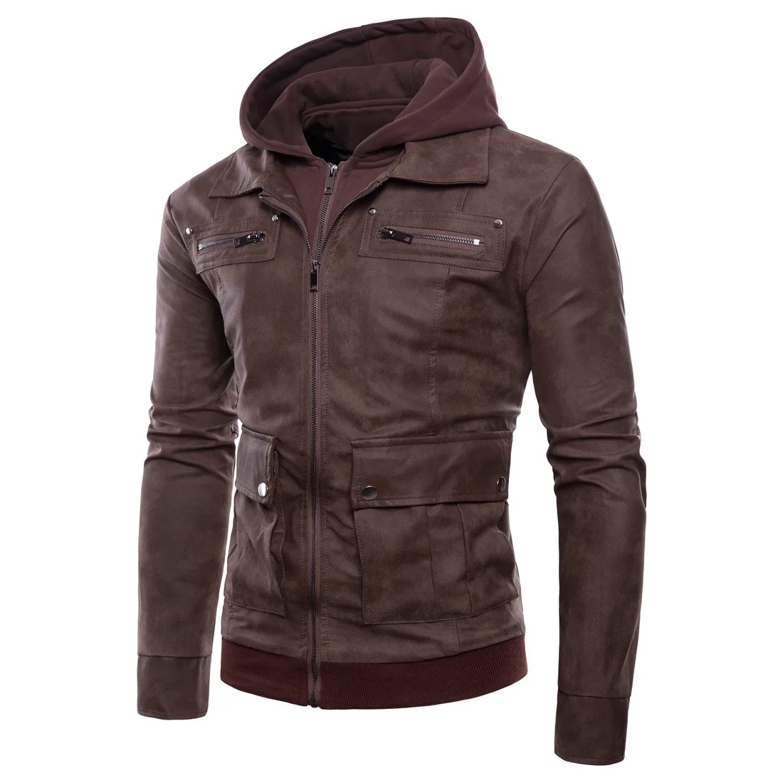 2018 New Spring Fashion Men Motorcycle PU Leather Jackets