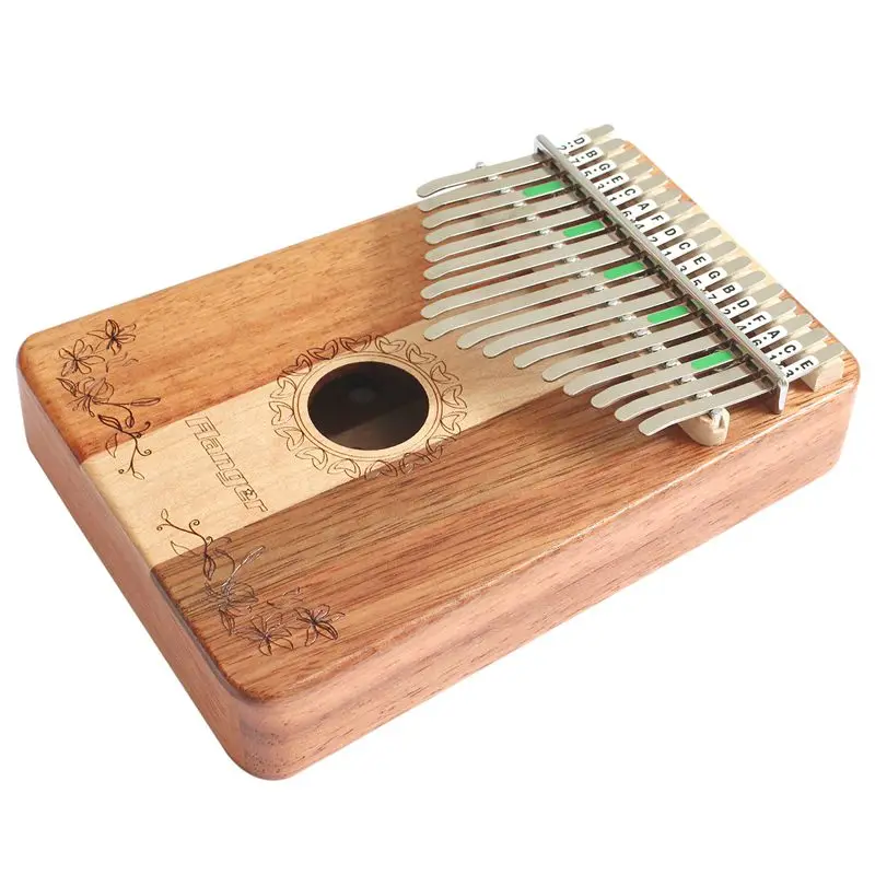 فلنجر 17 C مفتاح الاصبع كاليمبا Mbira الإبهام جيب حجم مبتدئين البيانو دعم حقيبة الماريمبا لوحة المفاتيح خشبية الموسيقية أداة