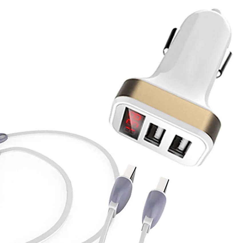 100 шт./лот автомобиля Зарядное устройство 5 В 2.1A+ 1A для смартфонов Dual USB Выход светодиодный Дисплей Батарея Напряжение обнаружения для ipone5 5S 6 7 8 X