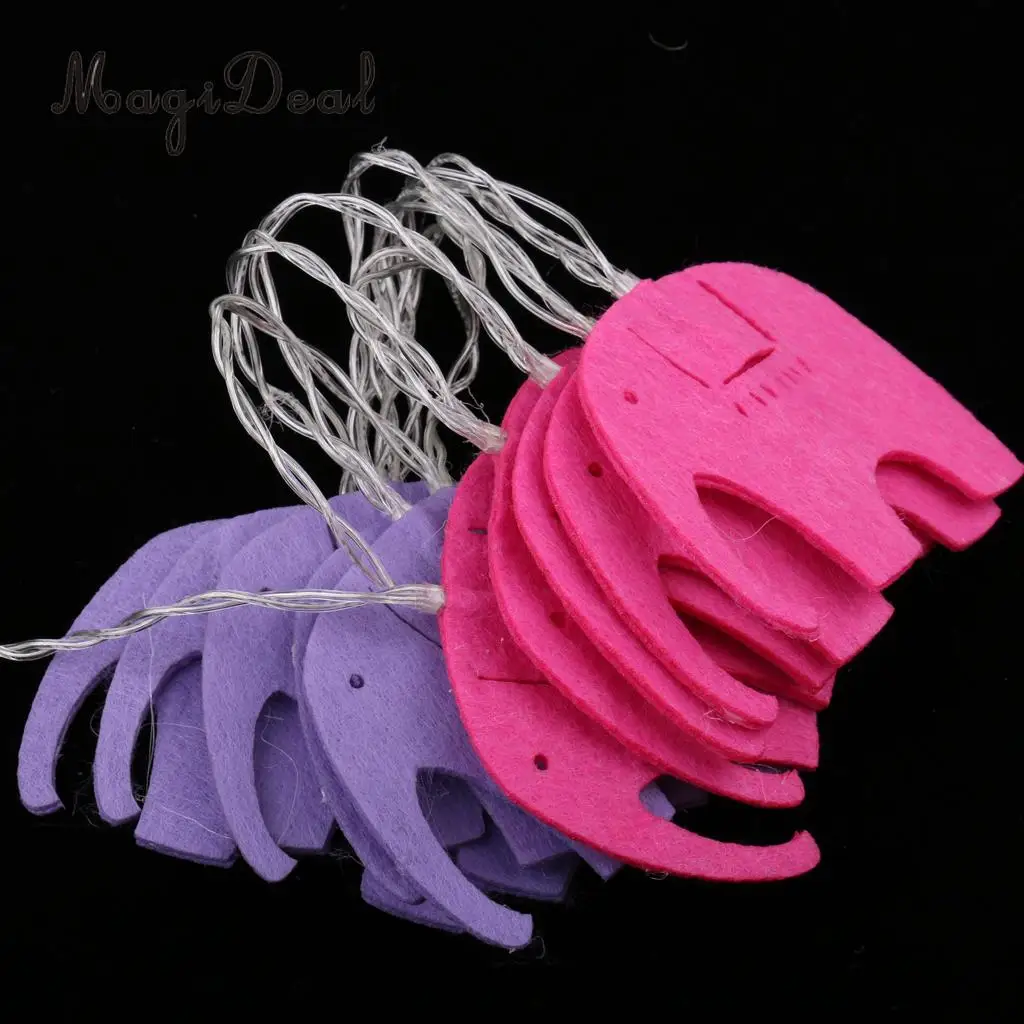 Christmas Kids Birthday Felt LED Lamp Elephant Banner Glows String Light Garland Xmas Party Hanging Bunting Decoration