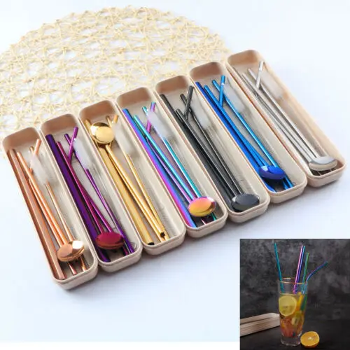 

Stainless Steel Drinking Straws 7 Set Eco Friendly Savisto Reusable Metal Straw