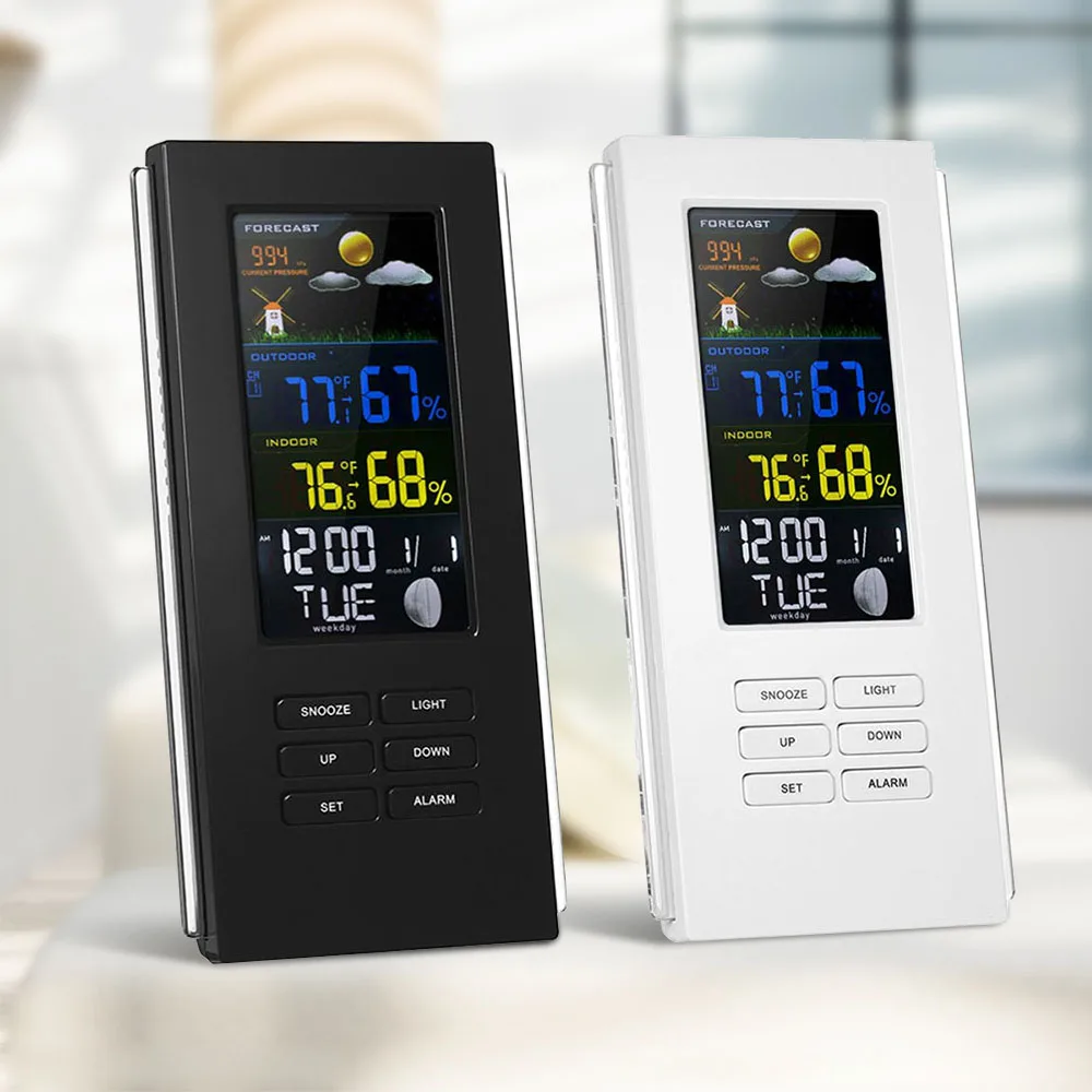 

Multi-functional Wireless Weather Station Digital Alarm Clock Color LCD Indoor Outdoor Thermometer Hygrometer Barometer Calendar