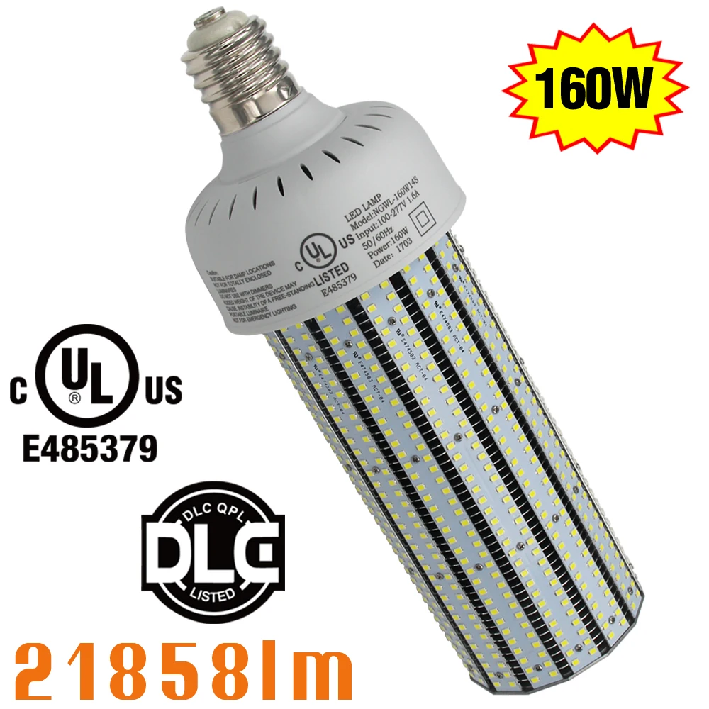 UL DLC одобрило 160 Вт Светодиодная лампа кукурузного початка Light 500 ГЭС эквивалент