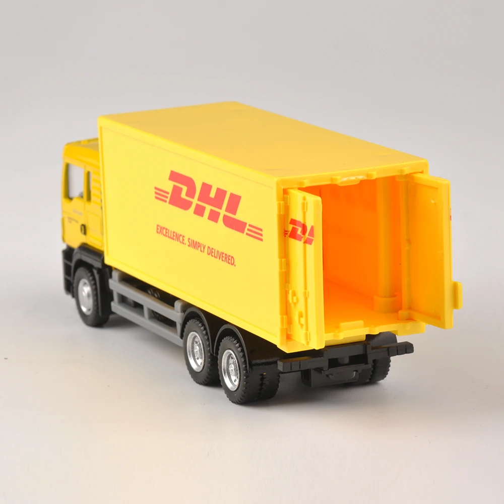 Литой Грузовик 1: 64 масштаб Экспресс DHL грузовик модель желтый контейнер транспортер детские игрушки коллекция подарок