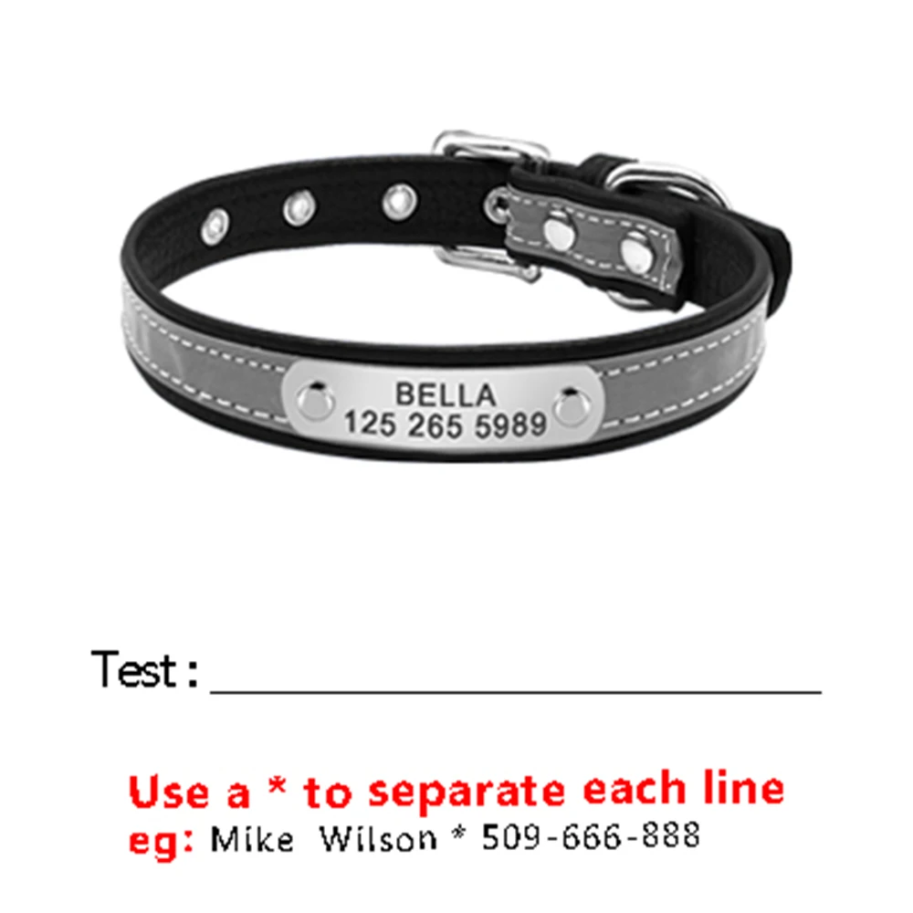 Reflective-Leather-Engraved-Dog-Cat-Puppy-Collars-Padded-Custom-Nameplate-Phone-ID-Tag-Collar-Free