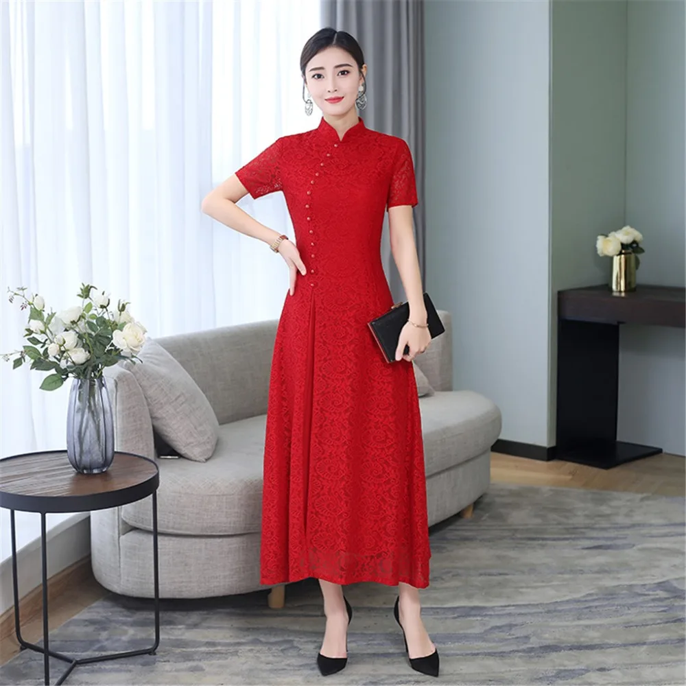 Шанхай история длинное Qipao модное китайское женское платье в восточном стиле кружевное платье Чонсам для женщин 3 цвета