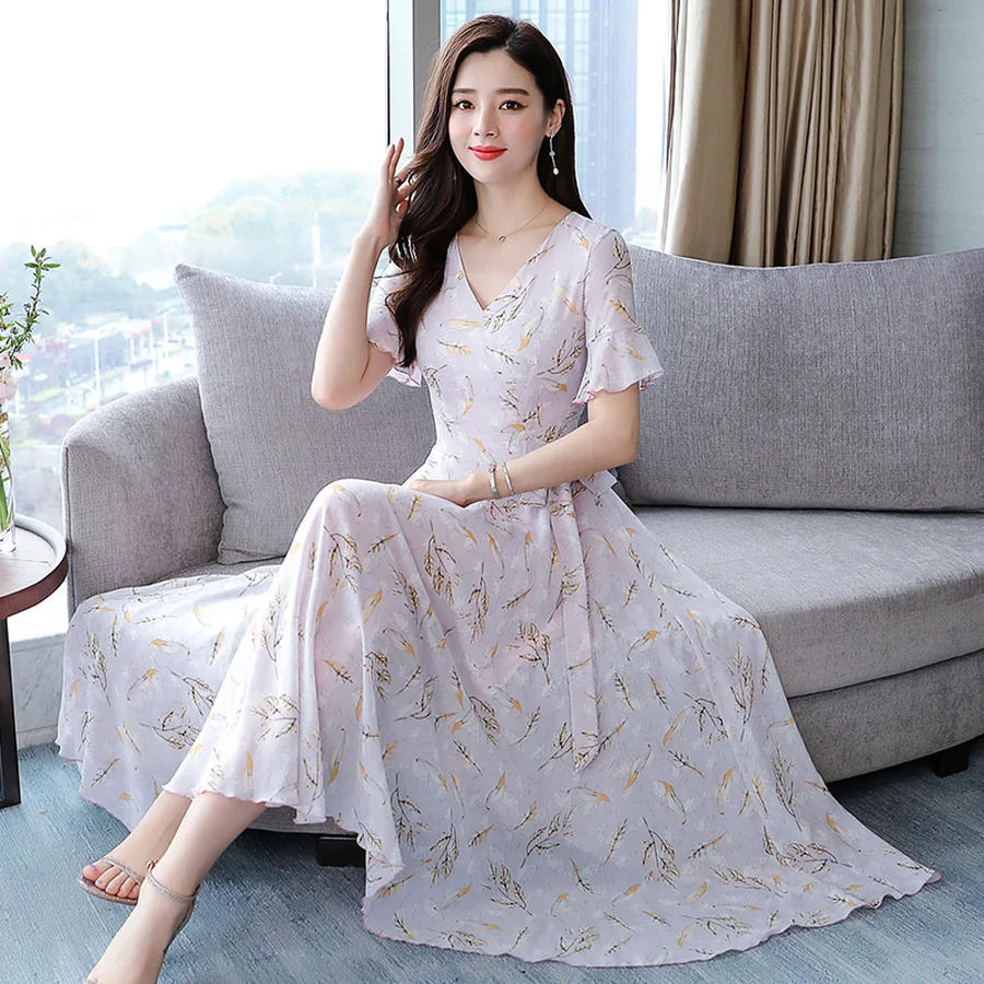 Vintag 3XL плюс размер цветочные шифоновые Boho Макси платья женские элегантные облегающие вечерние платья летнее пляжное платье миди с принтом